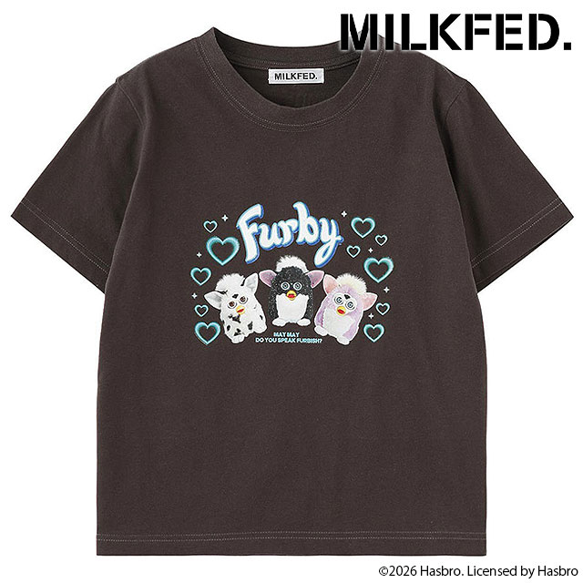 コラボ ミルクフェド MILKFED. レディース ファービー コンパクトショートスリーブTシャツ [103261011009 SS26] MILKFED. / Furby COMPACT S/S TEE トップス 半袖 タイトシルエット グレー CHARCOAL 【メール便可】 正規取扱店