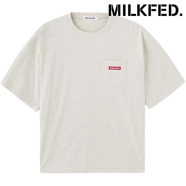 樂天商城 - 【最大100%ポイントバック】ミルクフェド MILKFED. レディース バーロゴポケットTシャツ [103261011014 SS26] BAR LOGO POCKET TEE トップス 半袖 クルーネック ホワイト系 OATMEAL 【メール便可】 正規取扱店