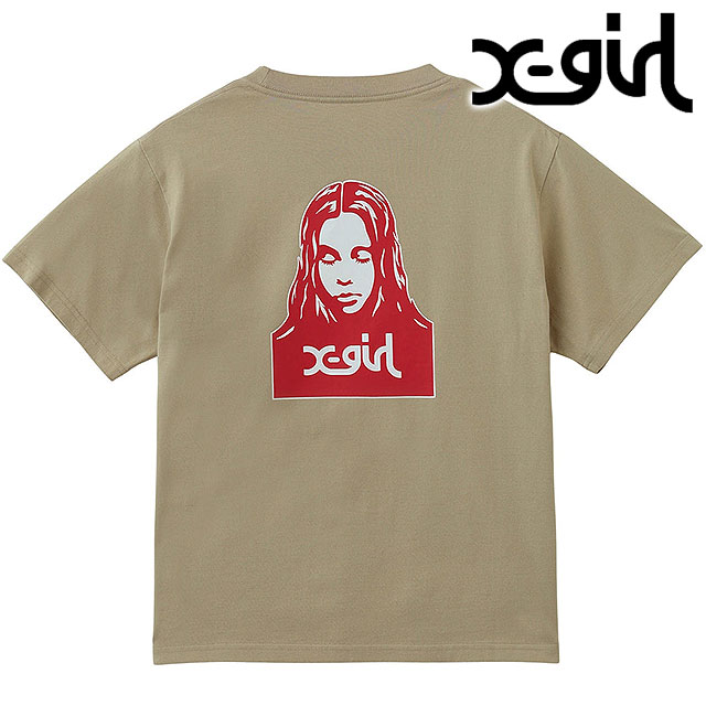 【10/25限定 最大P39倍】エックスガール X-girl レディース フェイスショートスリーブTシャツ [105261011007 SS26] FACE S/S TEE トップス 半袖 ベージュ BEIGE 【メール便可】 正規取扱店【cp】