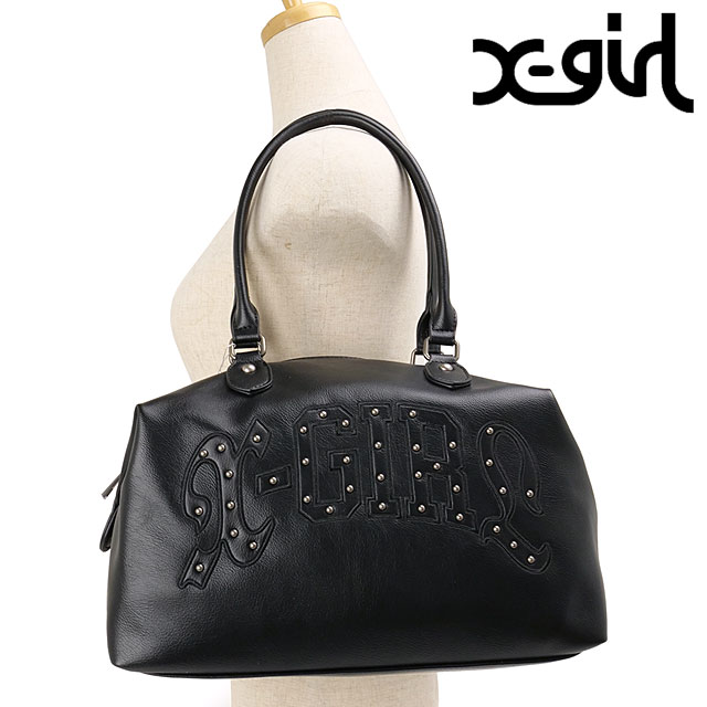 エックスガール X-girl ショルダーバッグ レディース スタッデッドロゴ 2WAYバッグ [105261053007 SS26] STUDDED LOGO 2WAY BAG 鞄 ハンドバッグ ワンショルダー 黒 BLACK 正規取扱店