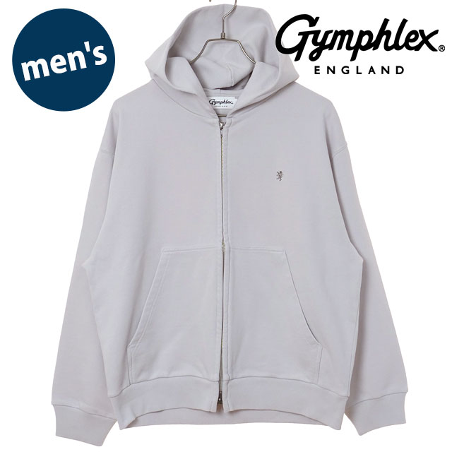 【2/10限定 最大P36倍】ジムフレックス Gymphlex メンズ ジップフーディー [#GY-C0537 AUR SS26] ZIP HOODIE トップス スウェットパーカー 無地 ワンポイント グレー LT.GREY(GREY) 正規取扱店