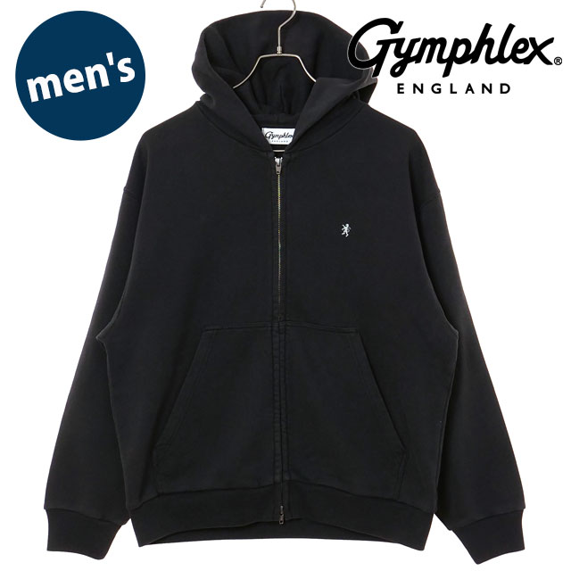 【2/10限定 最大P36倍】ジムフレックス Gymphlex メンズ ジップフーディー [#GY-C0537 AUR SS26] ZIP HOODIE トップス スウェットパーカー 無地 ワンポイント グレー DK.CHARCOAL(OFF-WHITE) 正規取扱店
