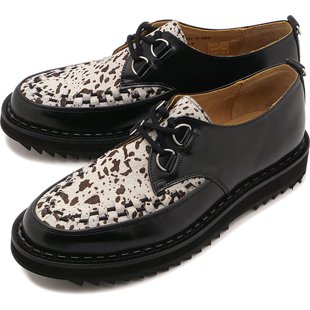 ジョージコックス GEORGE COX スニーカー メンズ リップル ハットン [03-001-R-626 SS26] RIPPLE HATTON 靴 シューズ 斑模様 ポニー毛付き レザー リップルソール ブラック系 BLACK/WHITE-SPECKLED-PONY 正規取扱店