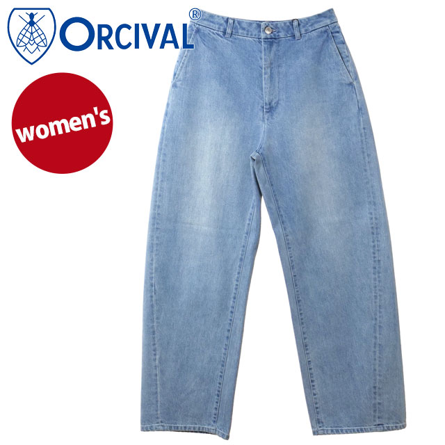 乐天商城 - 【最大100%ポイントバック】オーシバル ORCIVAL レディース ワイドカーブパンツ [OR-E0311-SGB SS26] WIDE CURVE PANTS ボトムス デニムパンツ 長ズボン ブルー LT.BLUE 正規取扱店