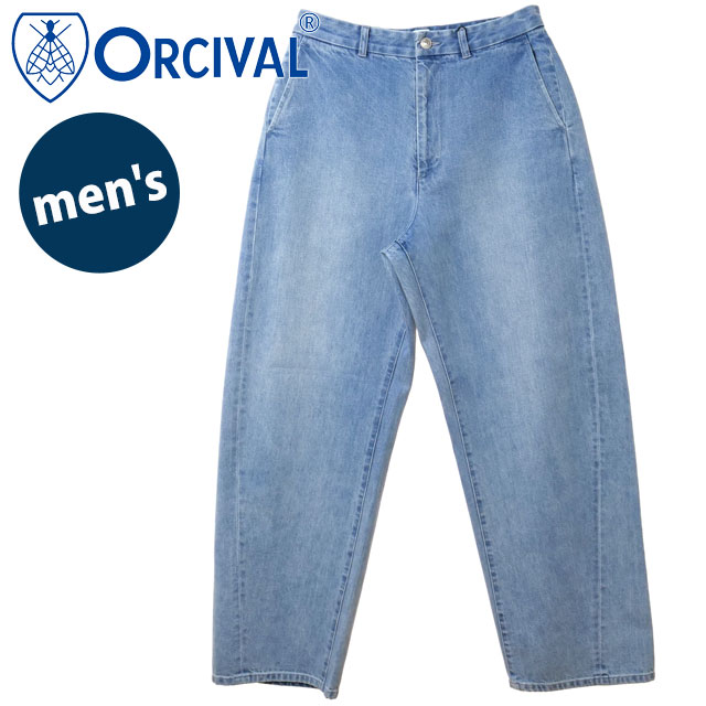 乐天商城 - 【最大100%ポイントバック】オーシバル ORCIVAL メンズ ワイドカーブパンツ [OR-E0301-SGB SS26] WIDE CURVE PANTS ボトムス デニムパンツ 長ズボン ブルー LT.BLUE 正規取扱店