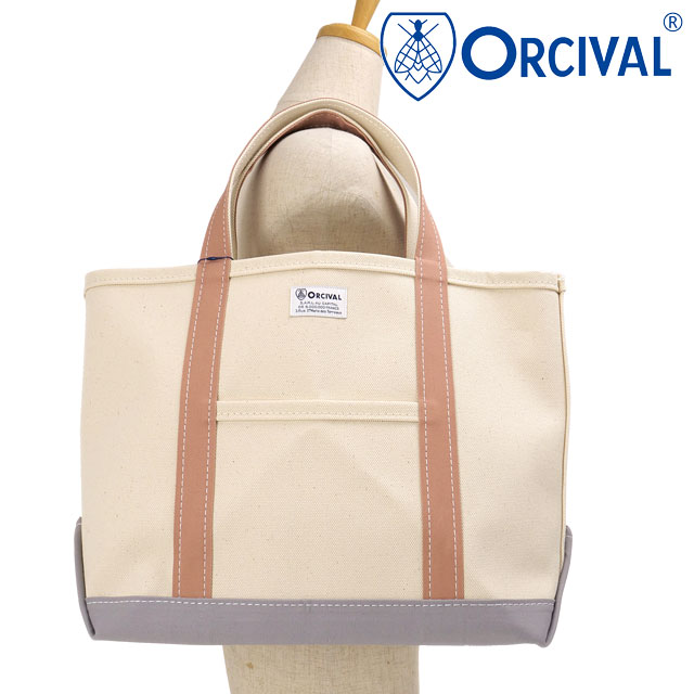 乐天商城 - 【最大100%ポイントバック】オーシバル ORCIVAL トートバッグ ミディアム [OR-H0284-KWC SS26] TOTE BAG MEDIUM メンズ・レディース ユニセックス 鞄 日本製 キャンバストート 中サイズ 帆布 ホワイト系 ECRU/SMOKY-PINK/GREY 正規取扱店