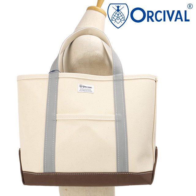 Rakuten - 【最大100%ポイントバック】オーシバル ORCIVAL トートバッグ ミディアム [OR-H0284-KWC SS26] TOTE BAG MEDIUM メンズ・レディース ユニセックス 鞄 日本製 キャンバストート 中サイズ 帆布 ホワイト系 ECRU/GREYISH-GREEN/SMOKY-BROWN 正規取扱店