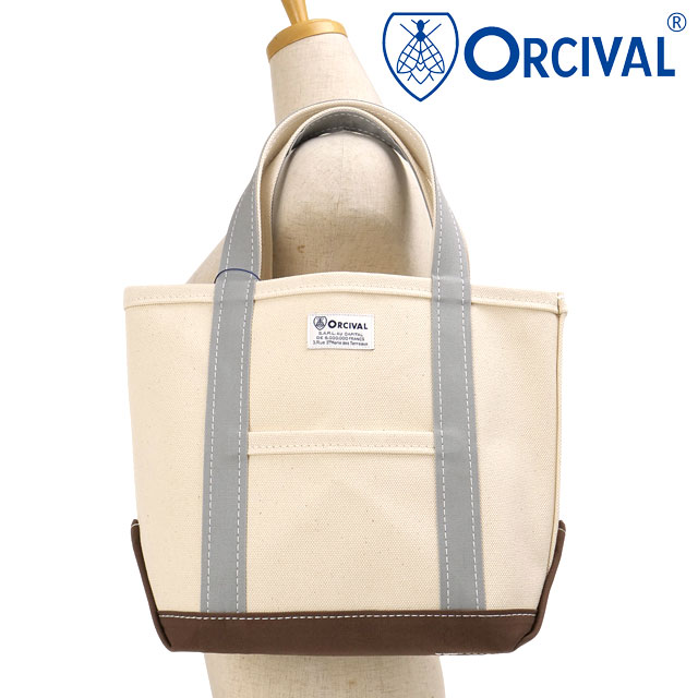 樂天商城 - オーシバル ORCIVAL トートバッグ スモール [OR-H0285-KWC SS26] TOTE BAG SMALL メンズ・レディース ユニセックス 鞄 日本製 キャンバストート 小サイズ 帆布 ホワイト系 ECRU/GREYISH-GREEN/SMOKY-BROWN 正規取扱店