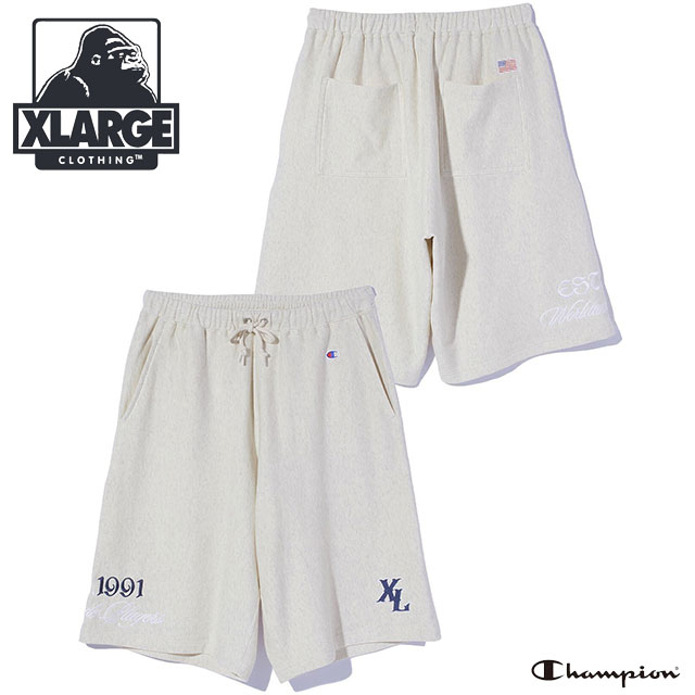 乐天商城 - 【最大100%ポイントバック】エクストララージ XLARGE メンズ チャンピオン スウェットショーツ [101261031021 SS26SPOT] XLARGE×Champion SWEAT SHORTS ボトムス ハーフパンツ 短パン グレー ASH 正規取扱店