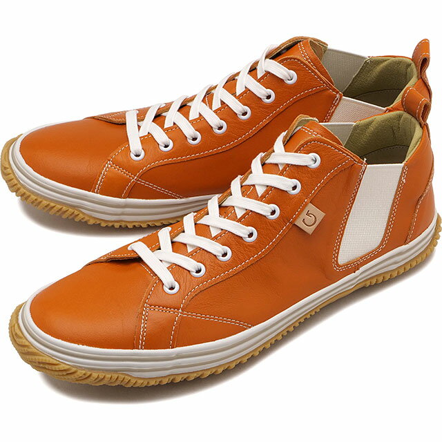乐天商城 - 返品交換送料無料 スピングル SPINGLE スニーカー サイドゴア ミッドカットシューズ [SP442-270 SS26] SP-442 メンズ・レディース 日本製 カンガルーレザー ミドルカット オレンジ/ベージュ 正規取扱店