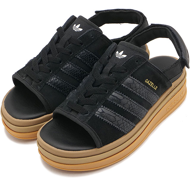 【最大100%ポイントバック】アディダス オリジナルス adidas Originals サンダル レディース ガゼル ボールド サンダル ウィメンズ [HQ4688 SS26] GAZELLE BOLD SANDAL W レザー 厚底 黒 コアブラック/コアブラック/ゴールドメタリック 正規取扱店