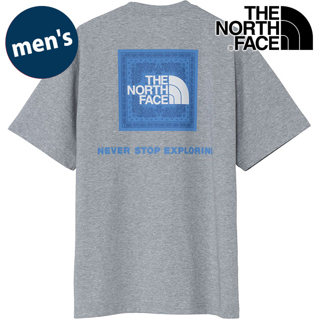 樂天商城 - 【最大100%ポイントバック】ザ・ノース・フェイス THE NORTH FACE Tシャツ メンズ ショートスリーブバンダナスクエアロゴティー [NT32446-ZZ SS26] S/S Bandana Square Logo Tee ユニセックス 半袖 吸水速乾 バックプリント ミックスグレー2 【メール便可】 正規取扱店【cp】