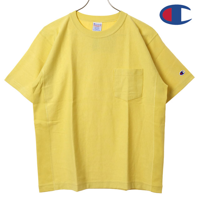 樂天商城 - チャンピオン Champion Tシャツ メンズ リバースウィーブ ショートスリーブ ポケット [C3-Z319 SS26] REVERSE WEAVE SHORT SLEEVE POCKET T-SHIRT リラックスフィット 半袖 9.4ozコットン PALE-YELLOW 【メール便可】 正規取扱店