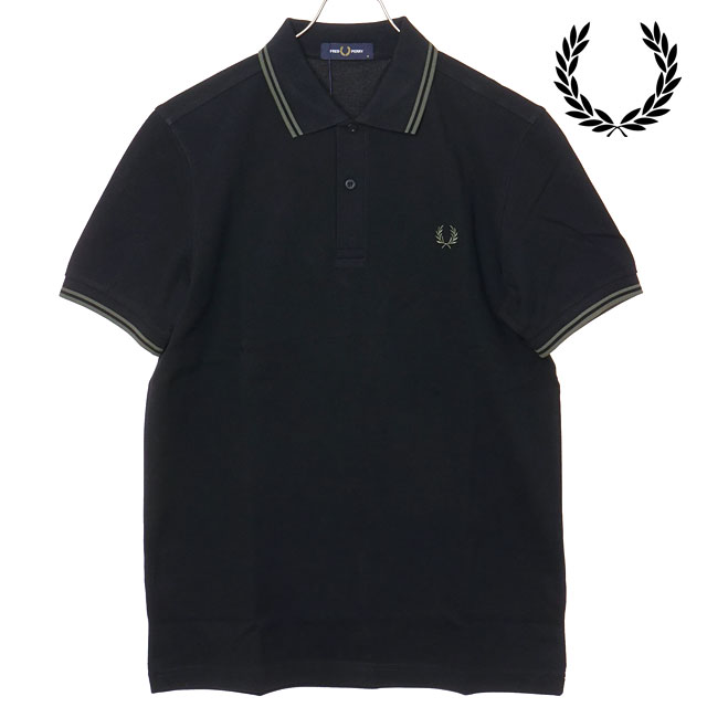 樂天商城 - 【最大100%ポイントバック】フレッドペリー FRED PERRY ポロシャツ メンズ ツインティップド フレッドペリーシャツ [M3600-T44 SS26] TWIN TIPPED FRED PERRY SHIRT トップス 半袖 コットンピケ ブラック BLACK/FIELDGREEN 正規取扱店