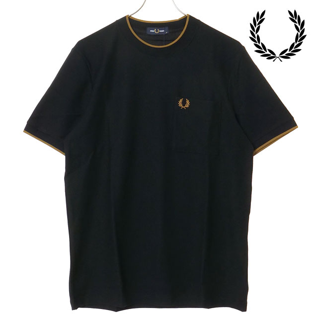 乐天商城 - 【4/30限定 最大P27倍】フレッドペリー FRED PERRY メンズ ポケットディテールピケTシャツ [M2395-102 SS26] POCKET DETAIL PIQUE T-SHIRT トップス 半袖 ポケットTシャツ 鹿の子 ブラック BLACK 【メール便可】 正規取扱店