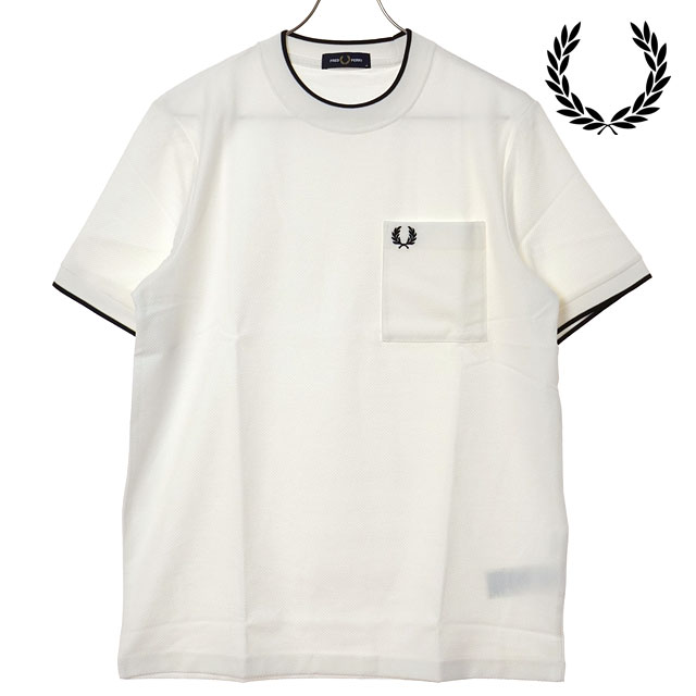 樂天商城 - 【4/30限定 最大P27倍】フレッドペリー FRED PERRY メンズ ポケットディテールピケTシャツ [M2395-129 SS26] POCKET DETAIL PIQUE T-SHIRT トップス 半袖 ポケットTシャツ 鹿の子 ホワイト SNOW-WHITE 【メール便可】 正規取扱店