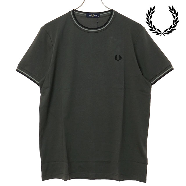 樂天商城 - 【最大100%ポイントバック】フレッドペリー FRED PERRY メンズ ツインティップド Tシャツ [M1588V-04B SS26] TWIN TIPPED T-SHIRT トップス 半袖 クルーネック カーキグリーン FIELD-GREEN/SEAGRASS/BLACK 【メール便可】 正規取扱店