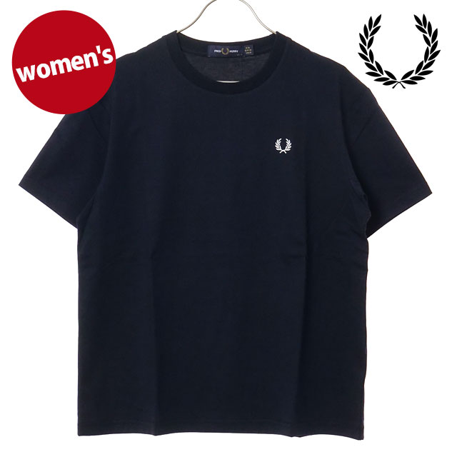 乐天商城 - フレッドペリー FRED PERRY レディース クルーネックTシャツ [G1142-311 SS26] CREW NECK T-SHIRT トップス 半袖 ネイビー NAVY 【メール便可】 正規取扱店