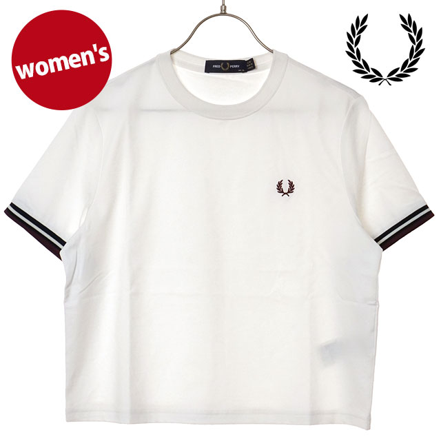 乐天商城 - 【最大100%ポイントバック】フレッドペリー FRED PERRY レディース ティップドTシャツ [G2162-129 SS26] TIPPED T-SHIRT トップス 半袖 ショート丈 ホワイト SNOW-WHITE 【メール便可】 正規取扱店