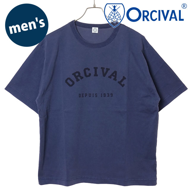 乐天商城 - 【最大100%ポイントバック】オーシバル ORCIVAL メンズ プリントTシャツ [OR-C0525-TAB SS26] PRINT T-SHIRT トップス カットソー 半袖 ネイビー NAVY 【メール便可】 正規取扱店