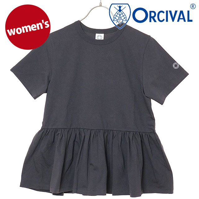 樂天商城 - 【最大100%ポイントバック】オーシバル ORCIVAL レディース ギャザード ショートスリーブプルオーバー [OR-C0535-OEJ SS26] GATHERED SHORT SLEEVE P.O. トップス カットソー 半袖Tシャツ 日本製 グレー CHARCOAL 正規取扱店