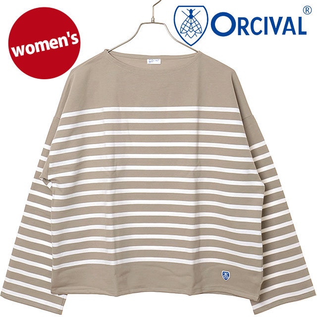樂天商城 - 【最大100%ポイントバック】オーシバル ORCIVAL レディース ワイドボディ ボートネックプルオーバー [#6929 SS26] WIDE BODY BOAT NECK P.O. トップス カットソー 長袖Tシャツ フランス製 ベージュ TAUPE/WHITE 正規取扱店