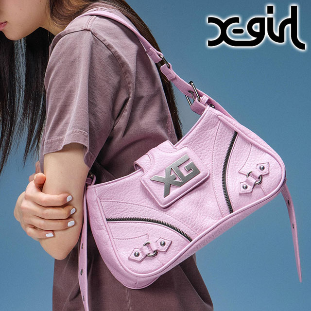 乐天商城 - エックスガール X-girl レディース XGエンブレムバックルパネルド ショルダーバッグ [105262053004 SU26] XG EMBLEM BUCKLE PANELED SHOULDER BAG 鞄 斜めかけ ワンショルダー ピンク PINK 正規取扱店