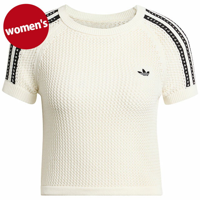 乐天商城 - 【4/25限定 最大P28倍】アディダス オリジナルス adidas Originals レディース ニティド クロシェット カリ ティー [WY172/KE0200 SS26] KNITTED CROCHET CALI TEE トップス 半袖 Tシャツ 白 オフホワイト 【メール便可】 正規取扱店【cp】