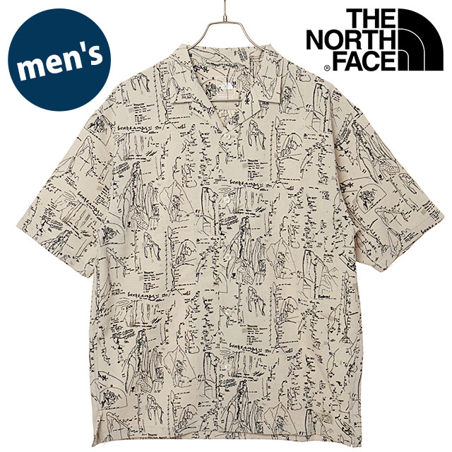 ザ・ノース・フェイス THE NORTH FACE メンズ ショートスリーブアロハリップシャツ [NR22631-HF SS26] S/S Aloha Rip Shirt ユニセックス トップス 半袖オープンシャツ 柄シャツ UVケア ライトベージュ ハーフドームドローイングフォッシルアイボリー 正規取扱店