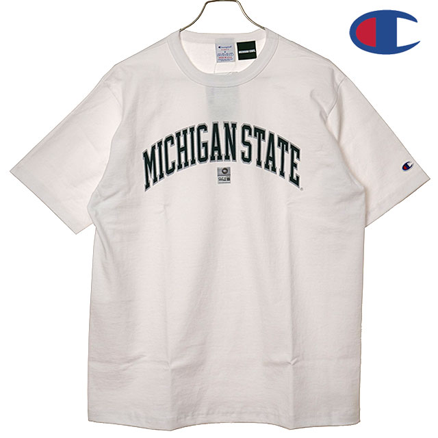 乐天商城 - 【最大100%ポイントバック】チャンピオン Champion MADE IN USA Tシャツ メンズ T1011 ショートスリーブ ティーシャツ [C5-D304 SS26] T1011 SHORT SLEEVE T-SHIRT トップス 半袖 ヘビーウェイトコットン カレッジTee MICHIGAN ホワイト WHITE 【メール便可】 正規取扱店
