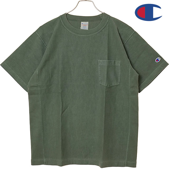 Rakuten - チャンピオン Champion Tシャツ メンズ リバースウィーブ ショートスリーブ ポケット ティーシャツ [C3-D302 SS26] REVERSE WEAVE SHORT SLEEVE POCKET T-SHIRT トップス リラックスフィット 半袖 9.4ozコットン 無地Tee グリーン OLIVE 【メール便可】 正規取扱店【cp】