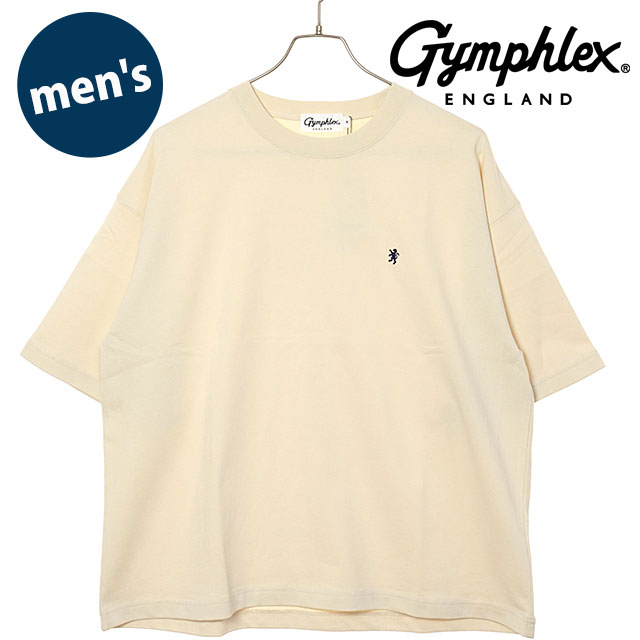乐天商城 - 【最大100%ポイントバック】ジムフレックス Gymphlex メンズ クルーネック ショートスリーブTシャツ [#GY-C0441 DDH SS26] CREW NECK S/S T-SHIRT トップス 半袖 コットンTee ベルト丈 ホワイト系 IVORY(NAVY) 【メール便可】 正規取扱店