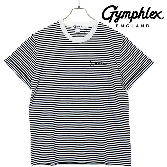 乐天商城 - ジムフレックス Gymphlex ショートスリーブ Tシャツ [#GY-C0446 COM SS26] S/S T-SHIRT メンズ・レディース ユニセックス トップス カットソー Tシャツ 半袖 シンプル おしゃれ ホワイト/ネイビー WHITE/NAVY-STRIPE(BLACK) 【メール便可】 正規取扱店