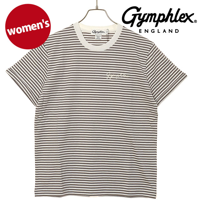 乐天商城 - 【最大100%ポイントバック】ジムフレックス Gymphlex レディース ショートスリーブ Tシャツ [#GY-C0446 COM SS26] S/S T-SHIRT ウィメンズ トップス カットソー Tシャツ 半袖 シンプル おしゃれ ホワイト/ベージュ WHITE/TAUPE-STRIPE(WHITE) 【メール便可】 正規取扱店