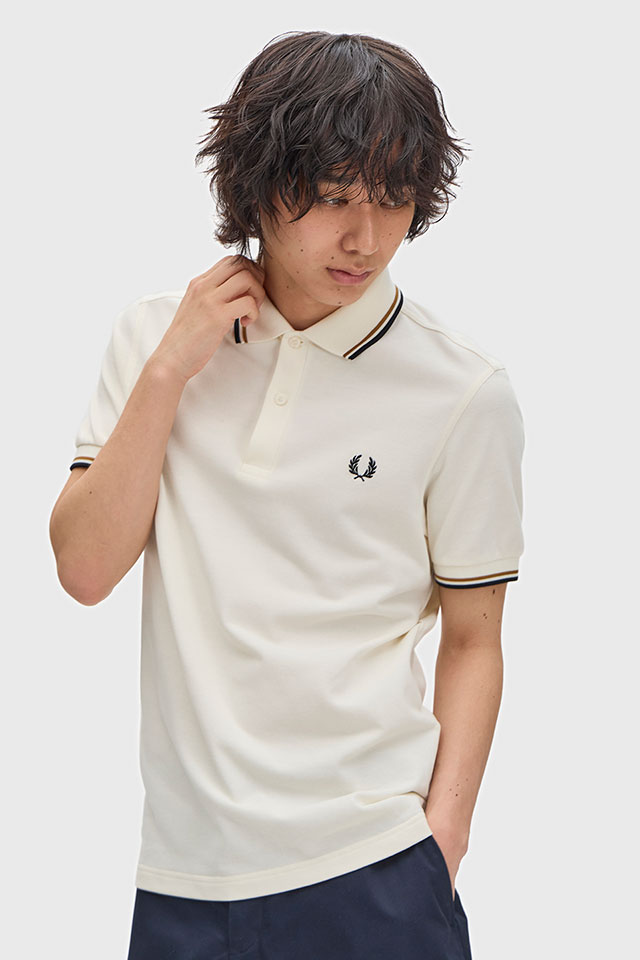 Rakuten - 【最大100%ポイントバック】フレッドペリー FRED PERRY ポロシャツ メンズ ツインティップド フレッドペリーシャツ [M3600-79B SS26Q2] TWIN TIPPED FRED PERRY SHIRT トップス 半袖 コットンピケ ホワイト系 ECRU/DARK-CARMEL/BLACK 正規取扱店