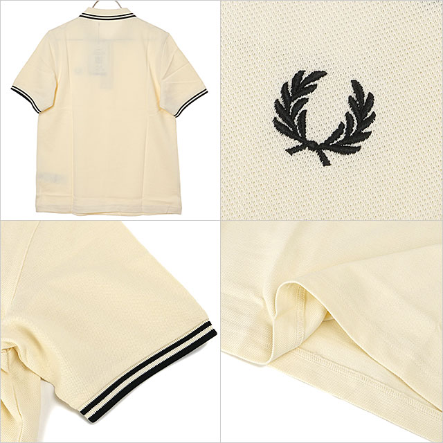 mischief シューズ&アパレルの【8/15限定 最大P29倍】フレッドペリー FRED PERRY ポロシャツ レディース ツインティップド フレッドペリーシャツ [G3600-S70 SS26Q2] TWIN TIPPED FRED PERRY SHIRT トップス 半袖 コットンピケ ホワイト系 ECRU/BLACK 正規取扱店｜アングル3
