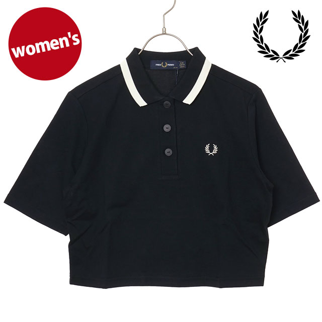 フレッドペリー FRED PERRY レディース ボールドティップドポロシャツ [G2182-102 SS26Q2] BOLD TIPPED POLO SHIRT トップス 半袖 クロップド丈 ブラック BLACK 正規取扱店