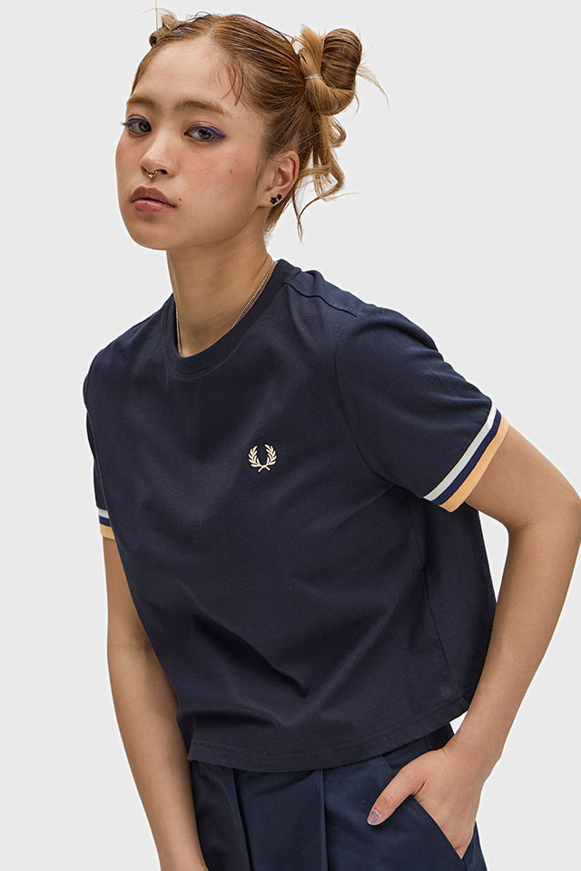 Rakuten - 【在庫限り】フレッドペリー FRED PERRY レディース ボールドティップドTシャツ [G2179-608 SS26Q2] BOLD TIPPED T-SHIRT トップス 半袖 ショート丈 ネイビー NAVY 【メール便可】 正規取扱店【ts】