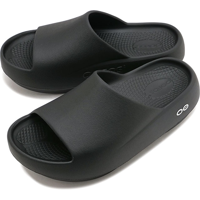 乐天商城 - 【4/30限定 最大P27倍】【6か月保証】ウーフォス OOFOS リカバリーサンダル ウーアープラス [2001110050261 SS26] OOahh+ メンズ・レディース ユニセックス 靴 厚底 疲労回復サンダル スライドサンダル 黒 Black 正規取扱店