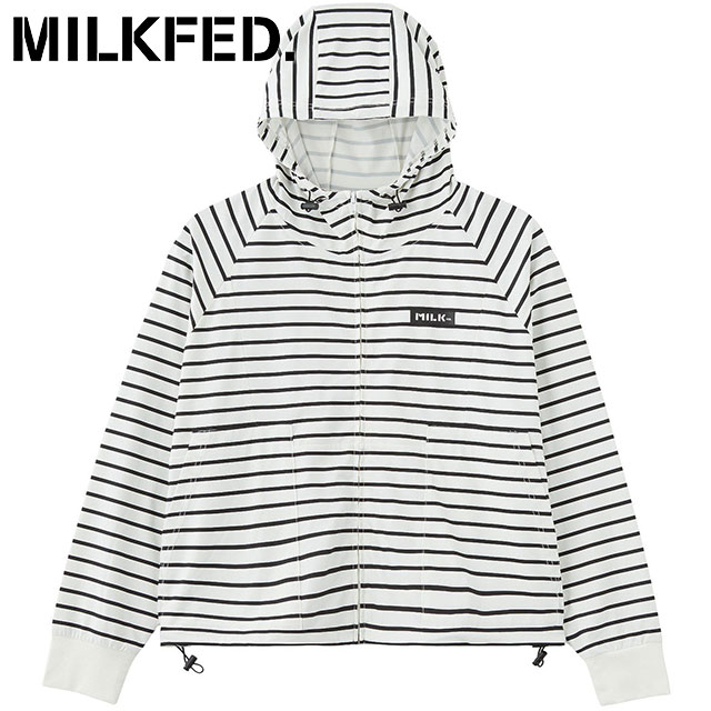 樂天商城 - 【最大100%ポイントバック】ミルクフェド MILKFED. レディース ラッシュガードジップフーディー [103262012001 SU26] RASH GUARD ZIP HOODIE ライトアウター パーカー コンパクト UVカット 白黒 MULTI 正規取扱店