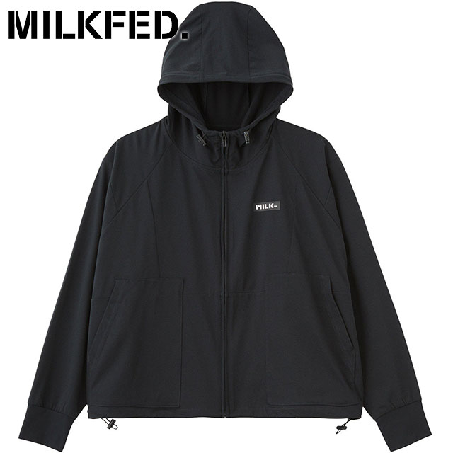 樂天商城 - ミルクフェド MILKFED. レディース ラッシュガードジップフーディー [103262012001 SU26] RASH GUARD ZIP HOODIE ライトアウター パーカー コンパクト UVカット 黒 BLACK 正規取扱店