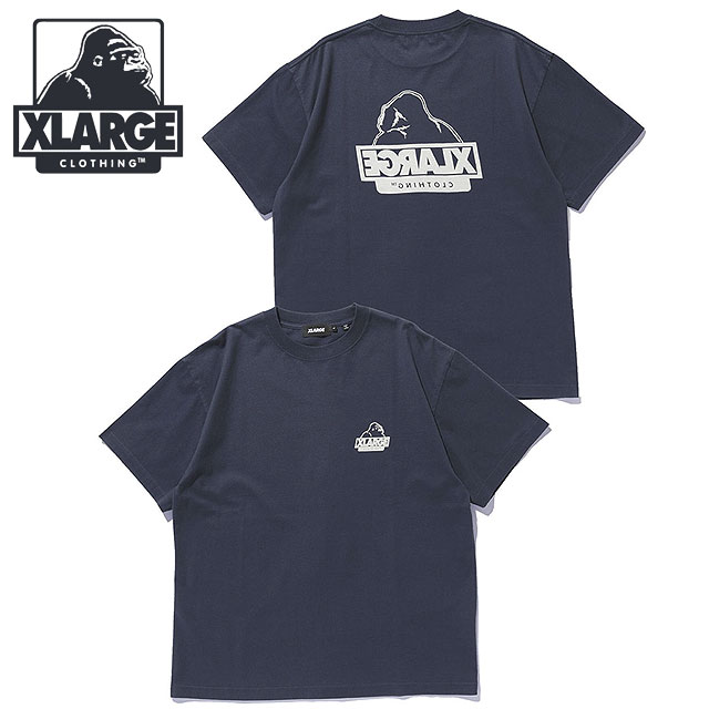 エクストララージ XLARGE メンズ バックサイドOG ショートスリーブTシャツ  BACKSIDE OG S/S TEE トップス 半袖 クルーネック ネイビー NAVY  正規取扱店