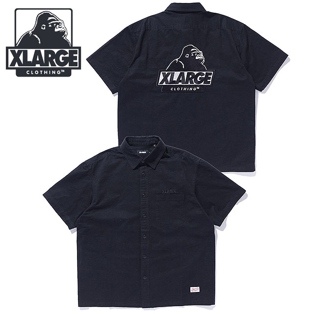 樂天商城 - 【4/30限定 最大P27倍】エクストララージ XLARGE メンズ スランテッドOG ショートスリーブワークシャツ [101262014003 SU26] SLANTED OG S/S WORK SHIRT トップス 半袖 カジュアルシャツ 黒 BLACK 正規取扱店