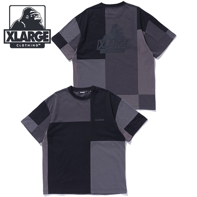 エクストララージ XLARGE メンズ パッチワーク ショートスリーブTシャツ  PATCHWORK S/S TEE トップス 半袖 クルーネック 黒 BLACK  正規取扱店