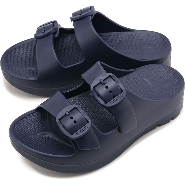 Rakuten - 【最大100%ポイントバック】テリック TELIC リカバリーサンダル メンズ ダブルバックル2 [SS26] W-BUCKLE2 靴 厚底 極厚ソール スライドサンダル 疲労回復 ネイビー インディゴ 正規取扱店