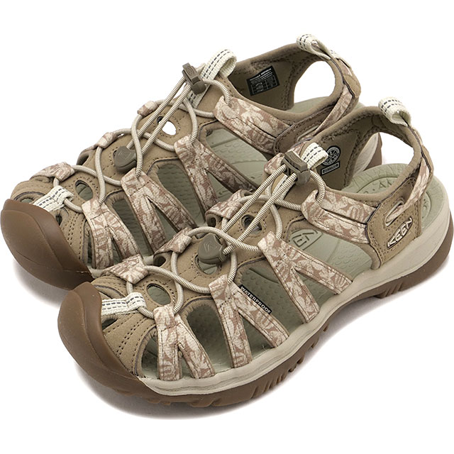 乐天商城 - キーン KEEN サンダル レディース ウィスパー [1032122 SS26] W WHISPER キャンプ アウトドア タウン トラベル シューズ ベージュ/ピンク BRINDLE-PRINT 正規取扱店