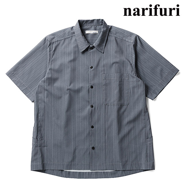 【4/18限定 最大P30倍】ナリフリ narifuri メンズ メッシュ半袖シャツ [NF4062-013 SS26] メッシュ半袖シャツ トップス ストレッチ素材 カジュアルシャツ グレー CHARCOAL 正規取扱店