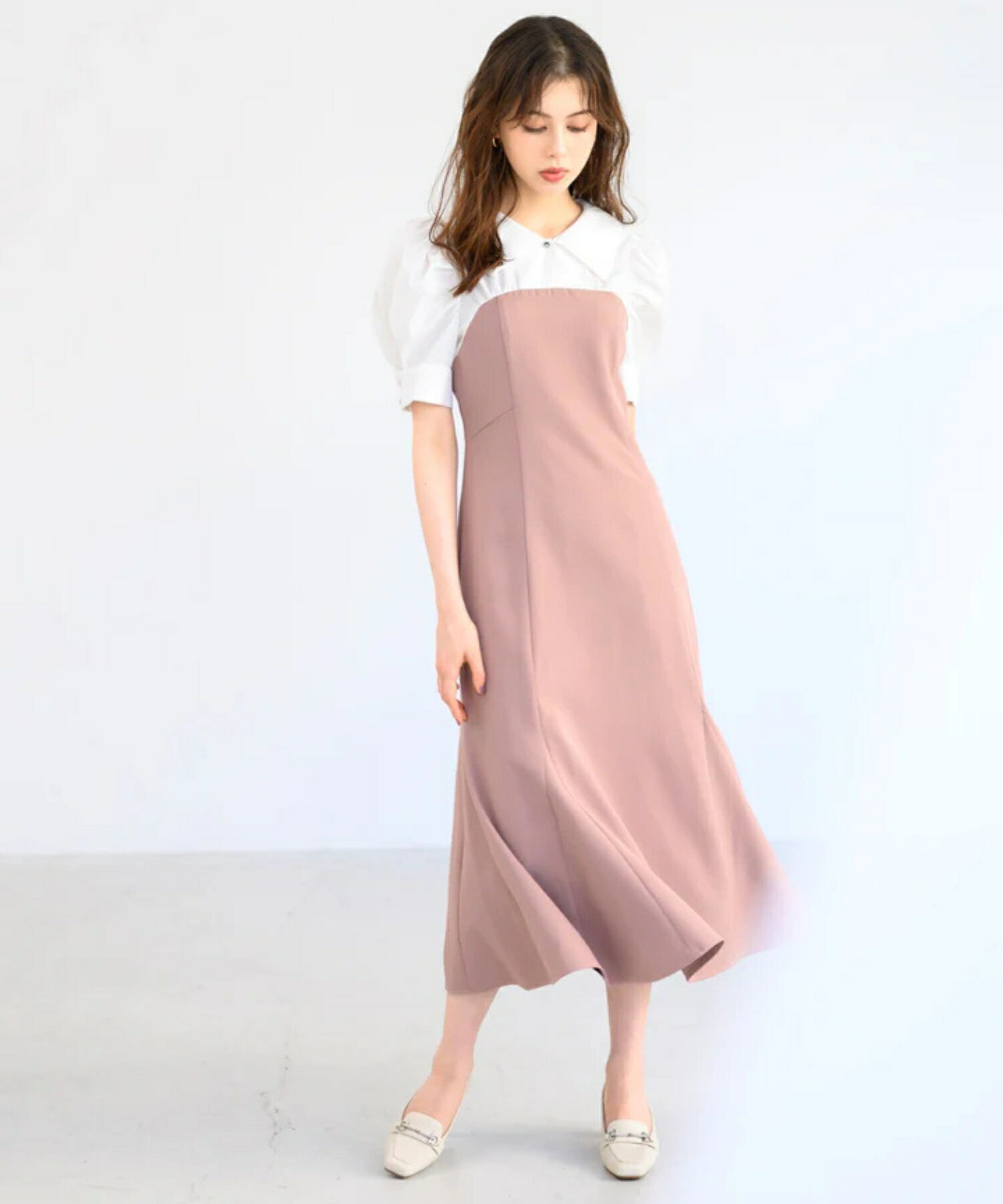 【68%OFF】【SALEアウトレット】ビスチェドッキングワンピース/MM437403 ミッシュマッシュ きれいめ ワンピース 半袖 半袖ワンピース マーメイド