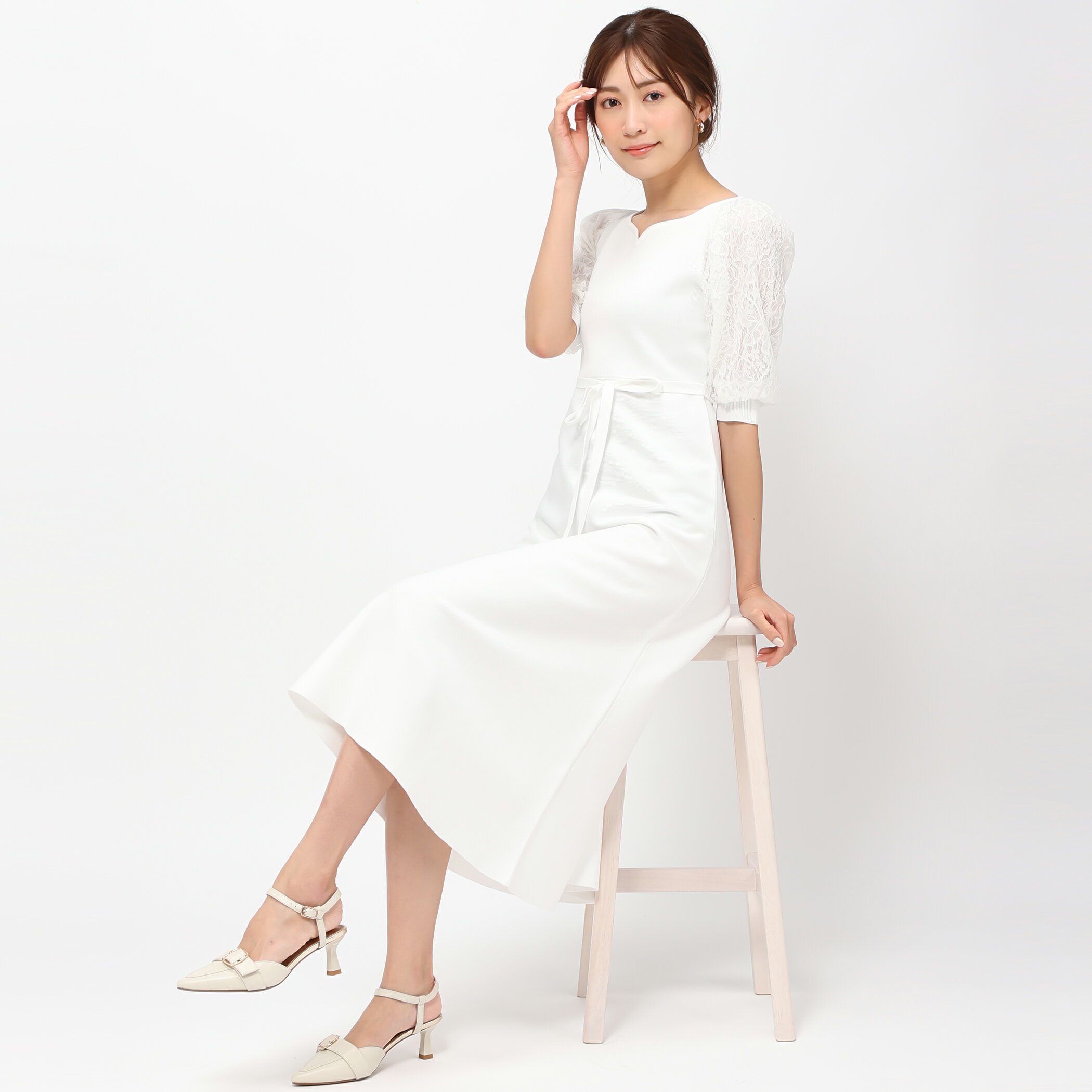 【クーポン有】【ポイント5倍4/24(木)20:00〜4/27(日)9:59まで】【SALE】レース袖Aラインワンピース/MM417420 MISCH MASCH ミッシュマッシュ 公式