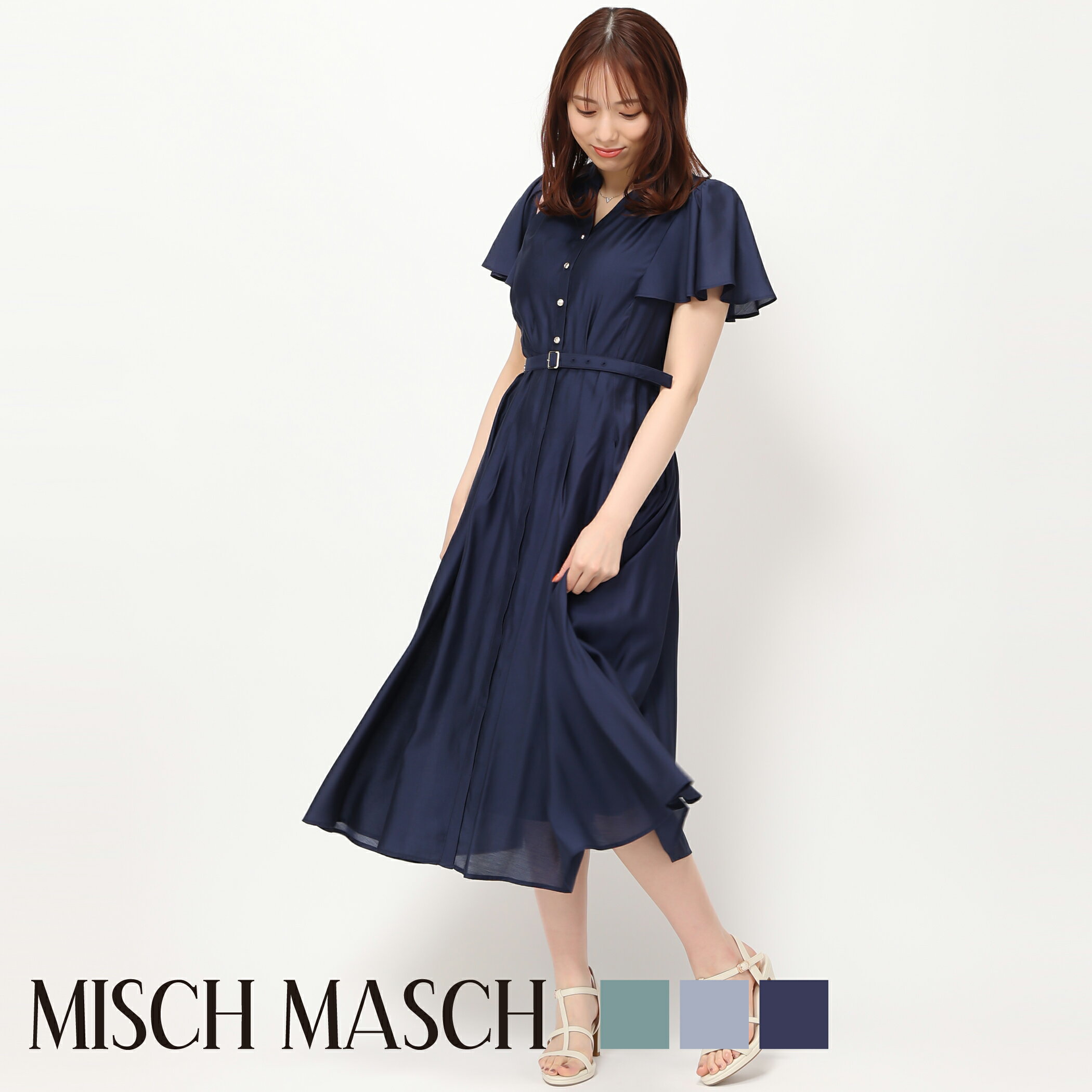 【オフィス】【かわいい】【あざと服】【モテ服】【シャツワンピース】【シアーワンピース】【フレア】【2024　レディース　春夏　きれいめ】【MISCH MASCH】【ミッシュマッシュ】【公式】【フェミニン】シアーカラーシャツワンピース/ mm417426のサムネイル